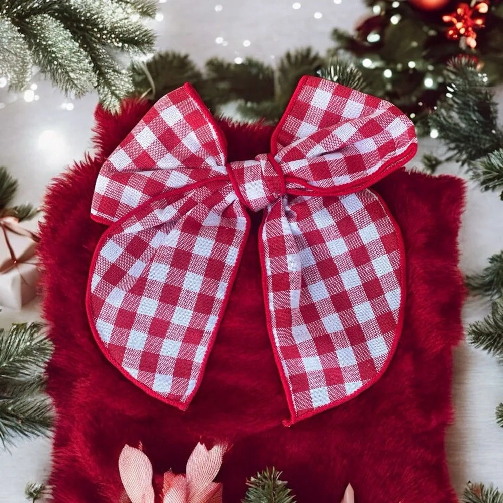 Red & White Gingham Bow for Kids